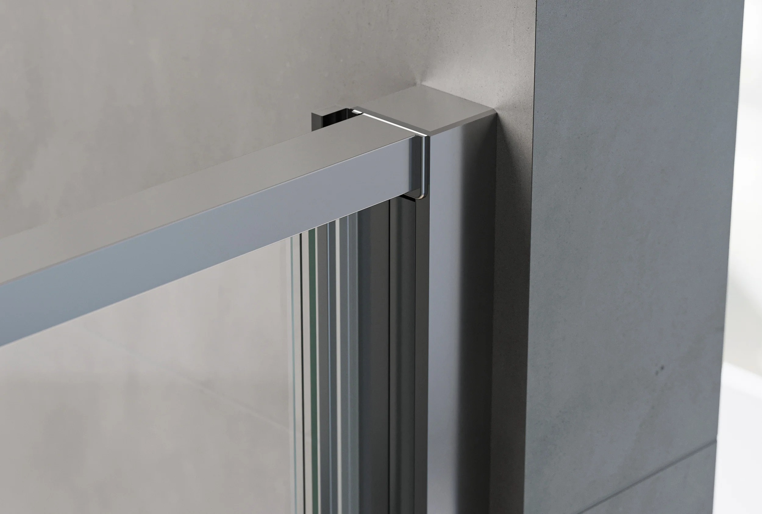 Nischdusch med svängdörr på fast panel NT606 FLEX - 6 mm nano klar glas - profilfärg valbar - Image 3