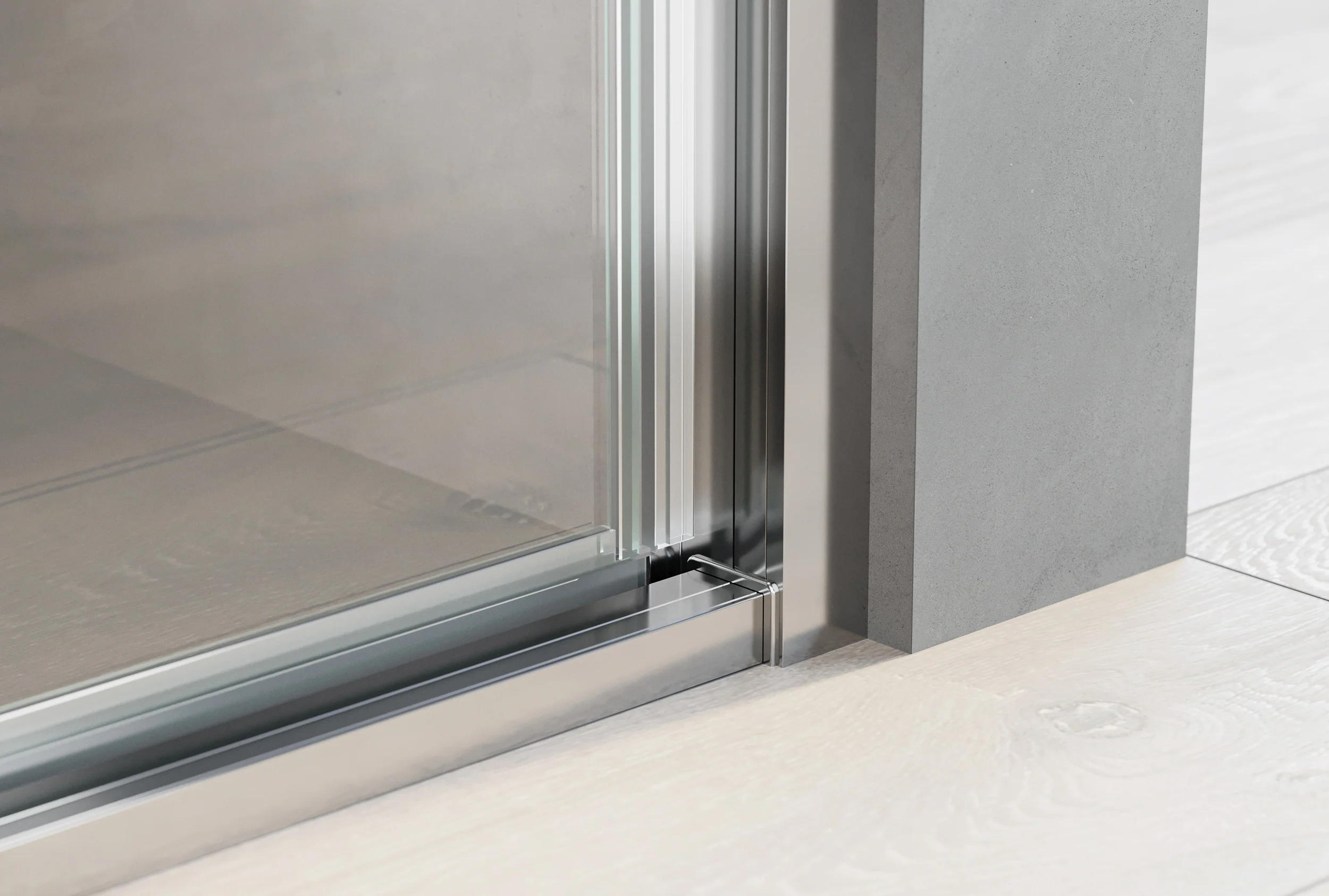 Nischdusch med svängdörr på fast panel NT606 FLEX - 6 mm nano klar glas - profilfärg valbar - Image 4