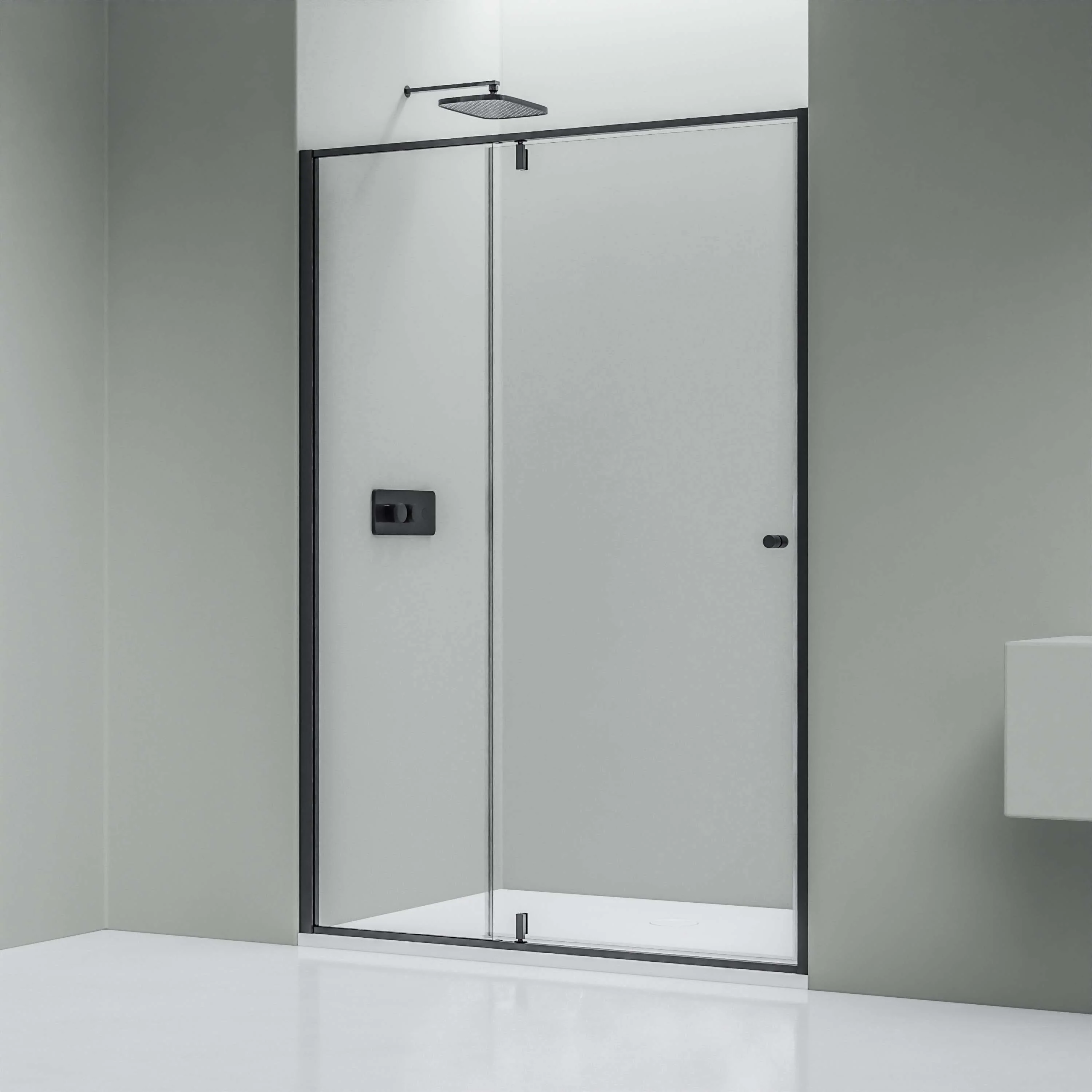 Nischdusch med svängdörr på fast panel NT606 FLEX - 6 mm nano klar glas - profilfärg valbar - Image 8