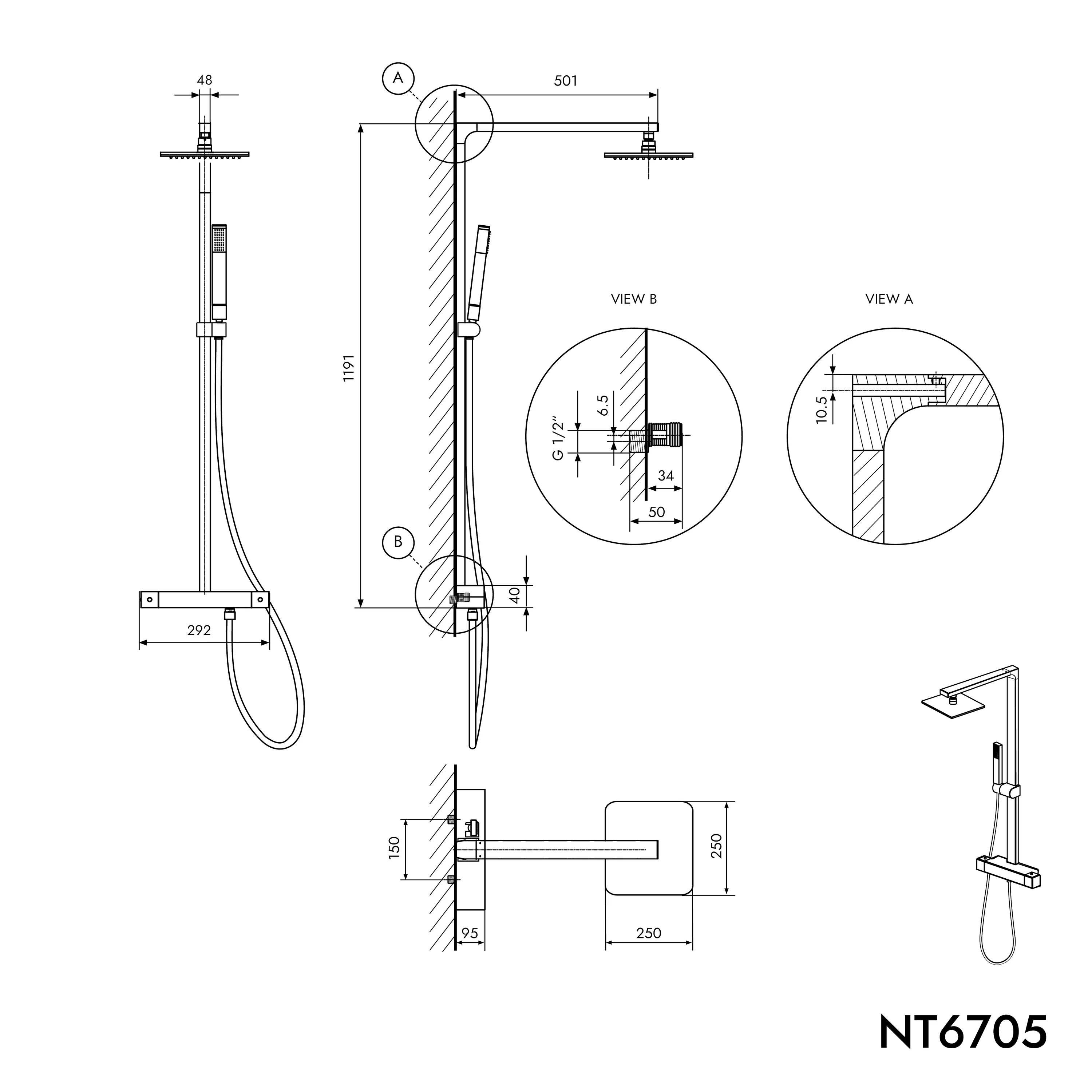 Termostat för duschpelare NT6705 - Image 8