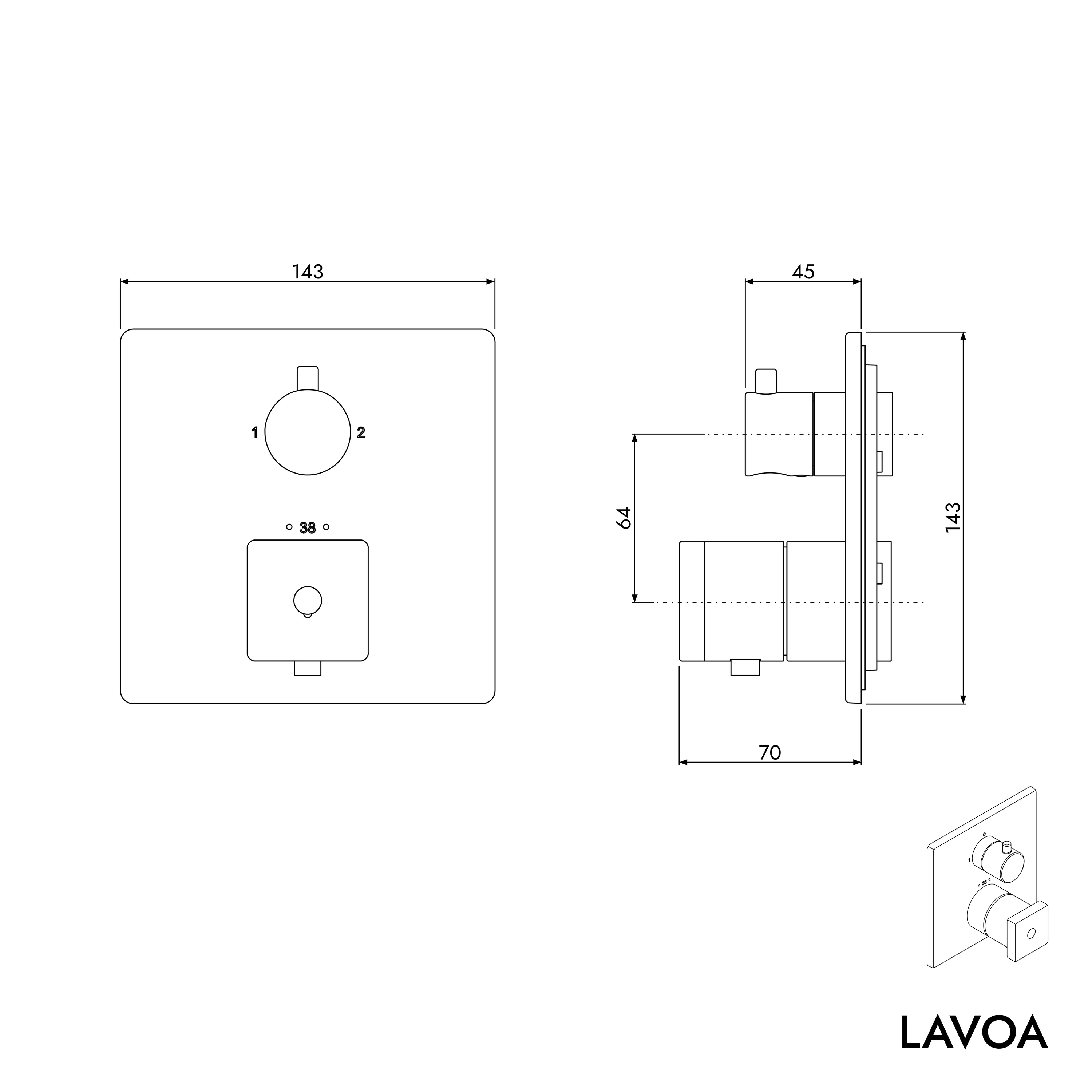 Inbyggd termostatblandare LAVOA - Image 7