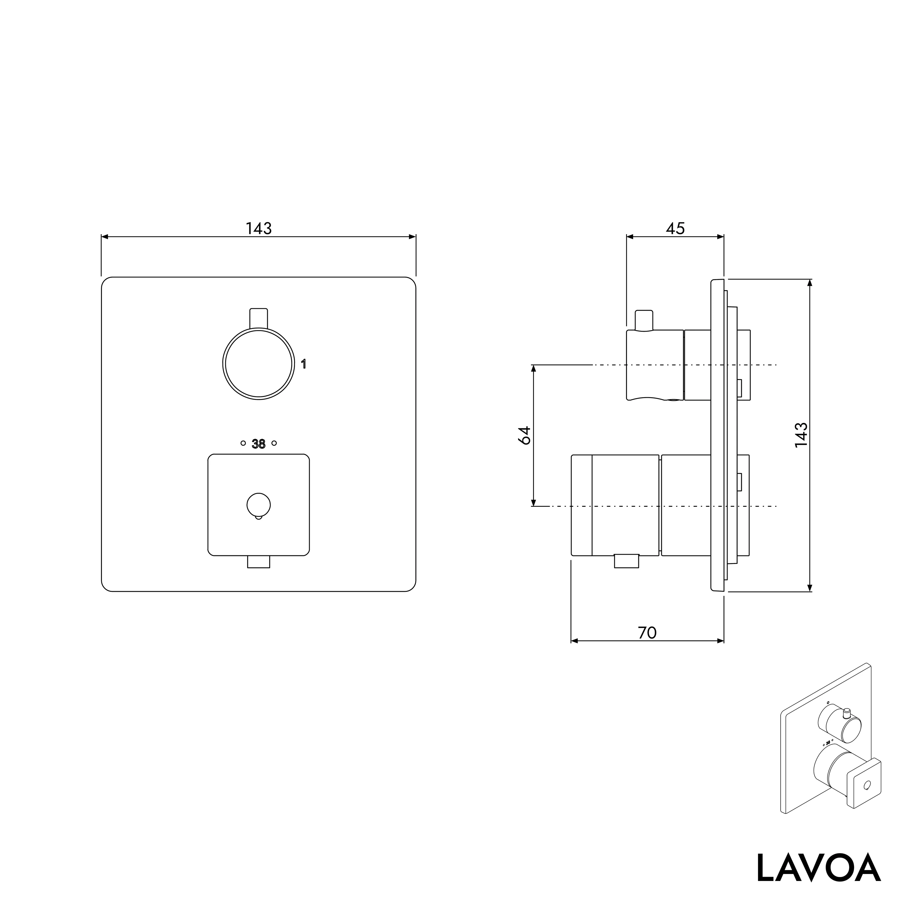 Inbyggd termostatblandare LAVOA - Image 7