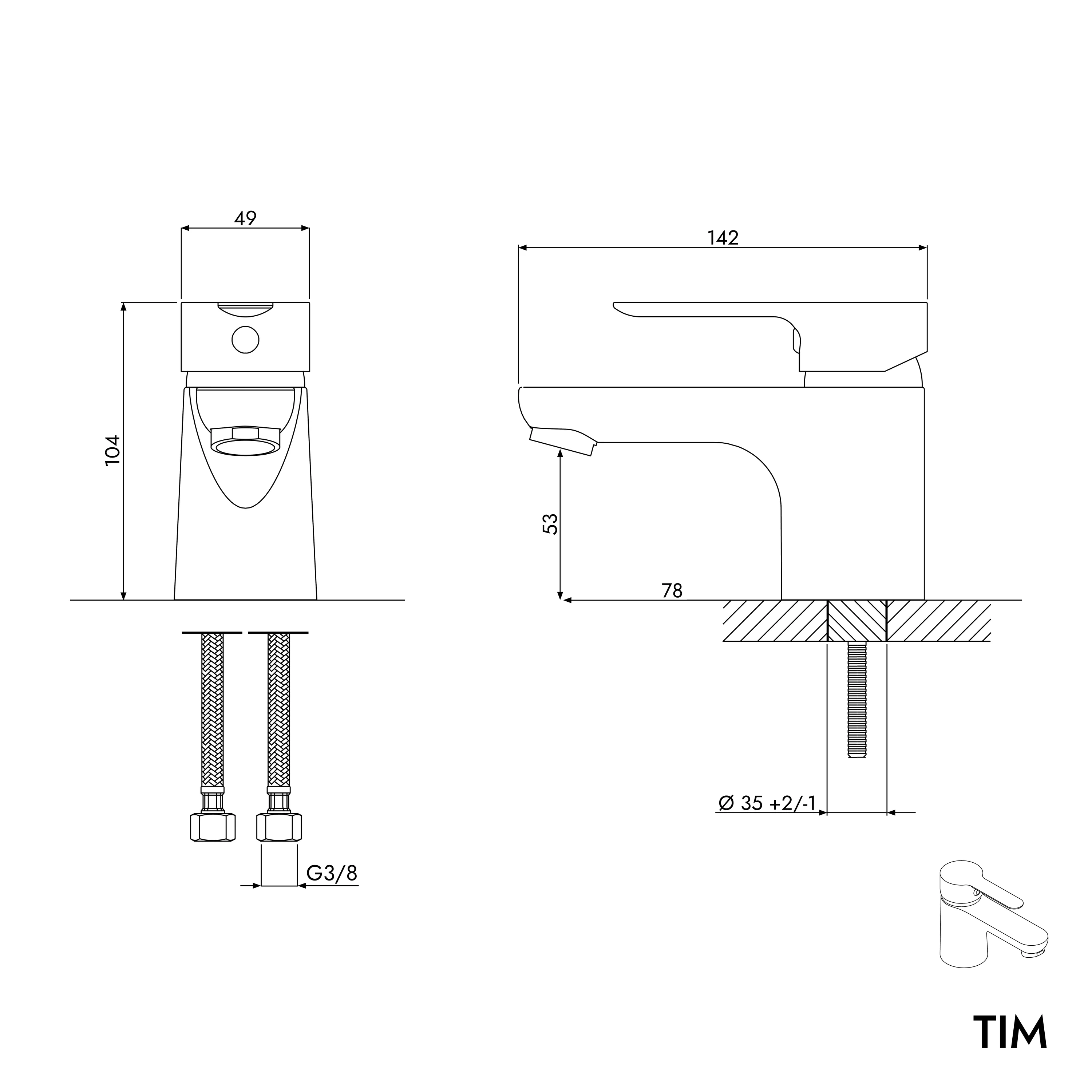 Tvättställsblandare TIM - Image 4