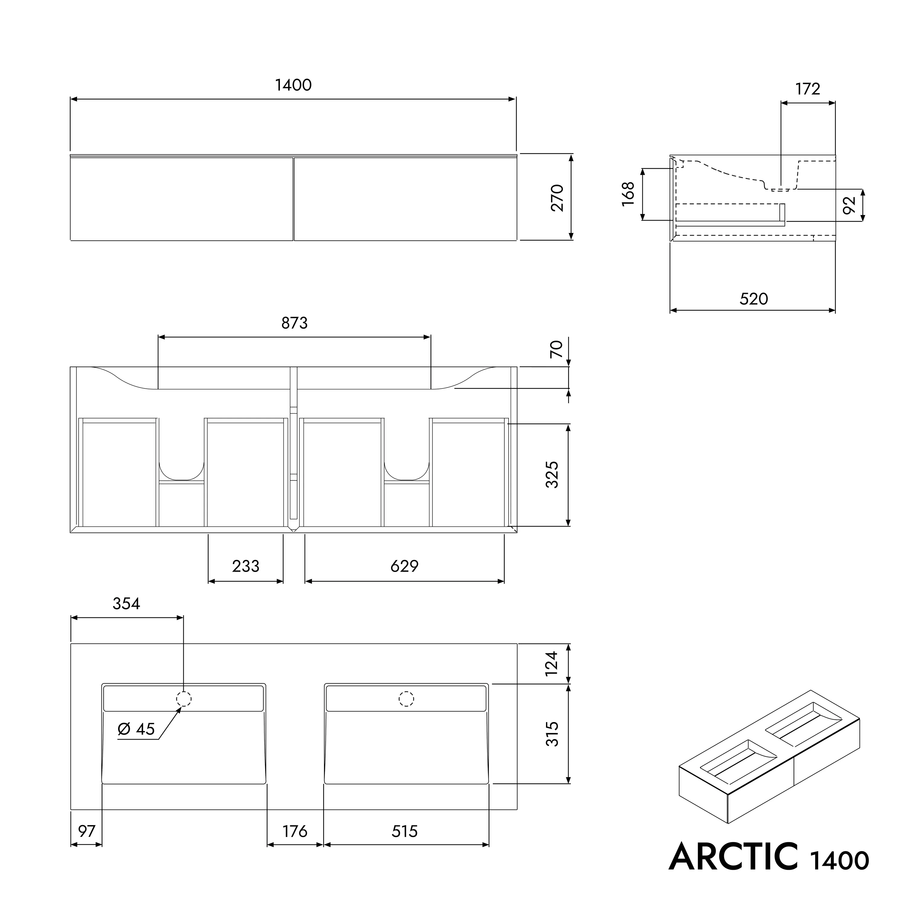 Tvättställsskåp ARCTIC 1400 - Image 6