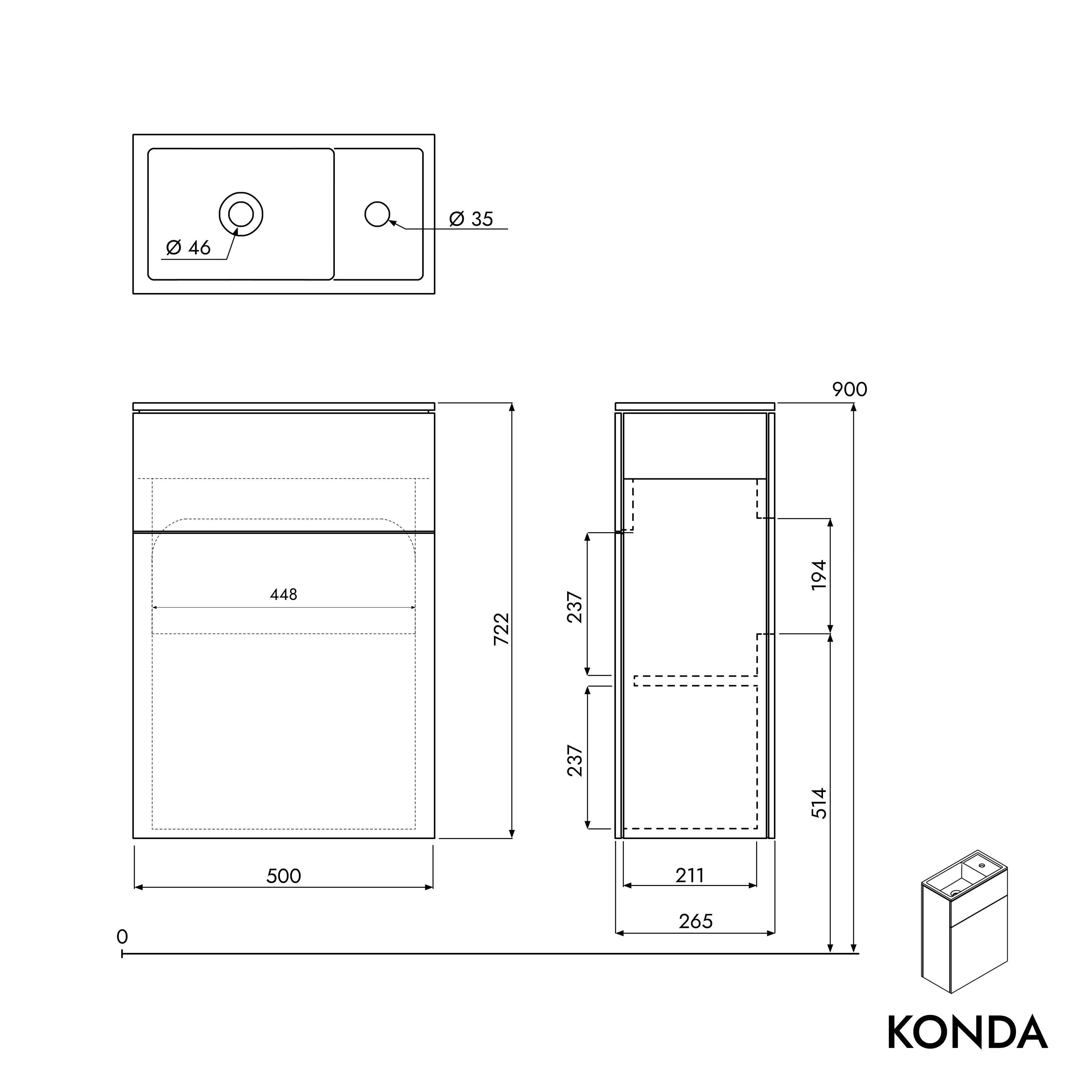 Tvättställsskåp KONDA 50 cm  - Image 49
