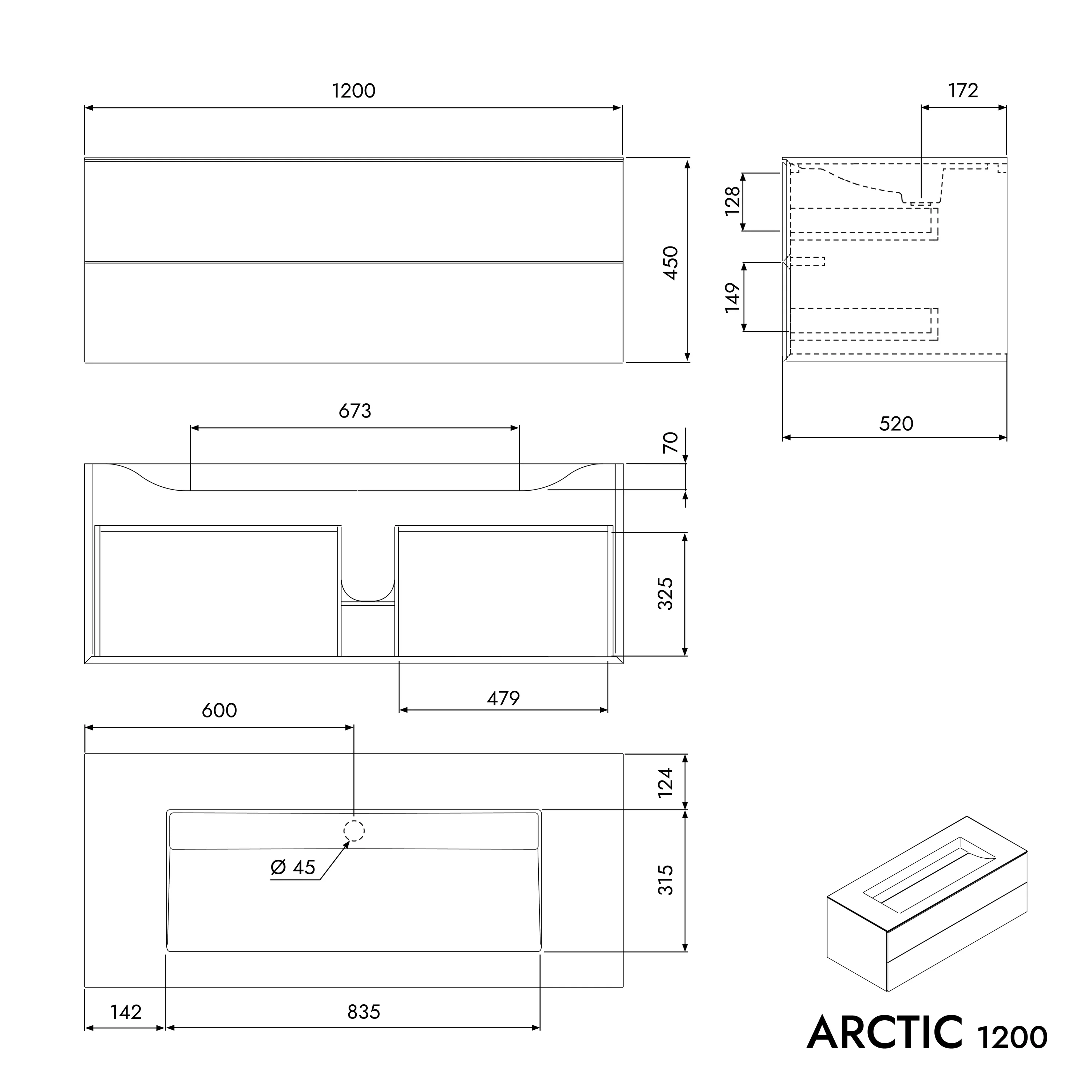 Tvättställsunderskåp ARCTIC 1200 - Image 5