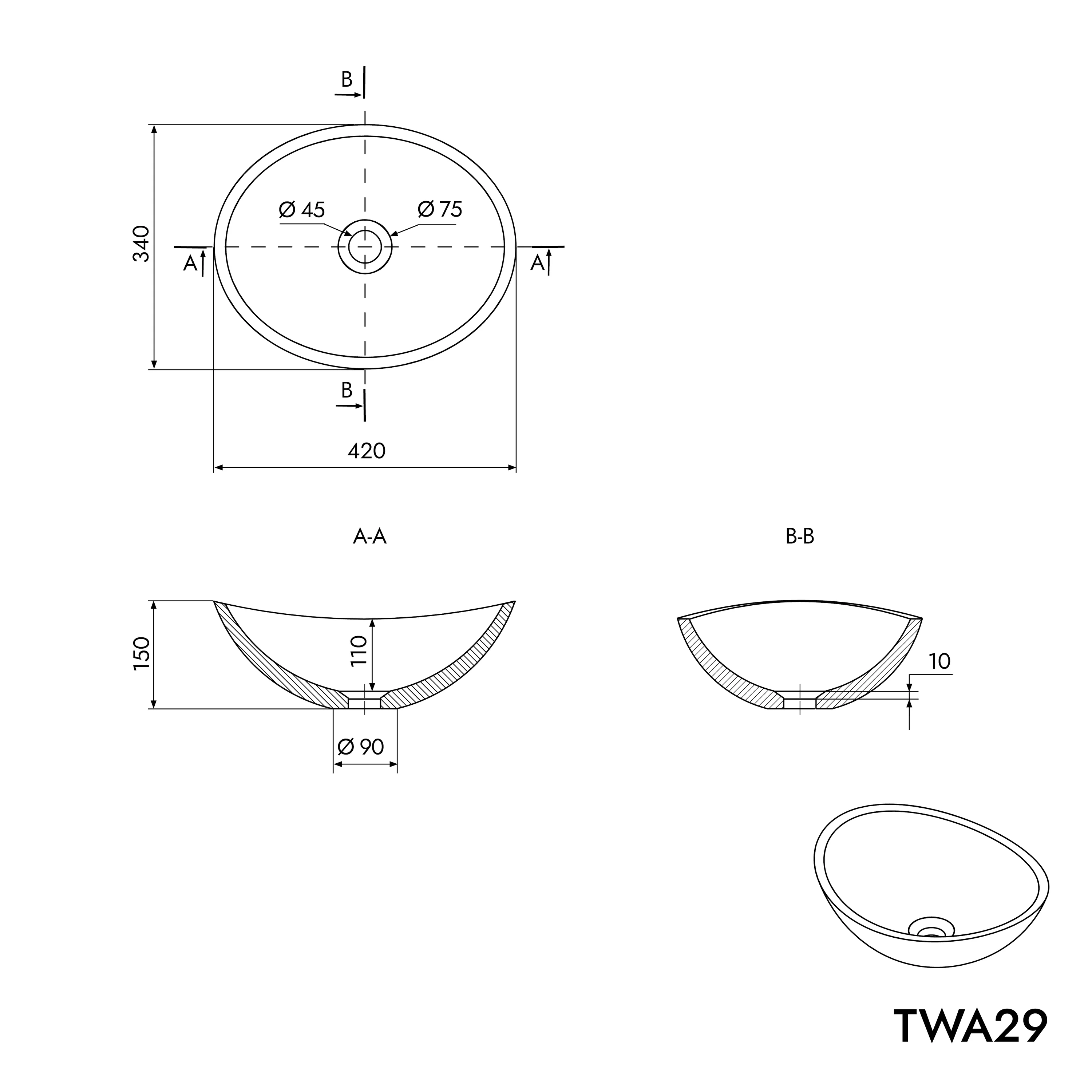 Tvättställ med bänkskiva TWA29 - Image 4