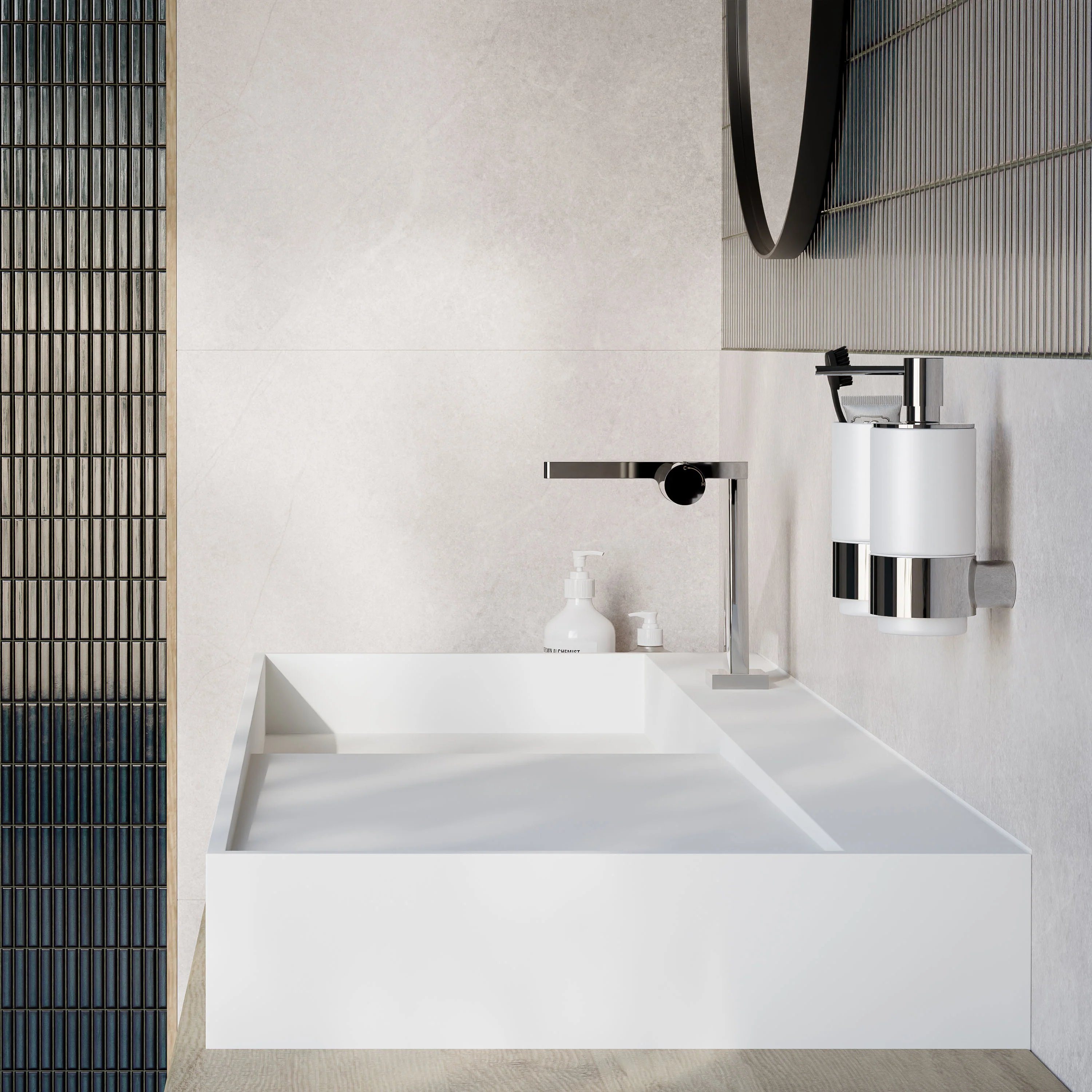 TWG222 vägghängd tvättställ i gjuten mineral - Image 4