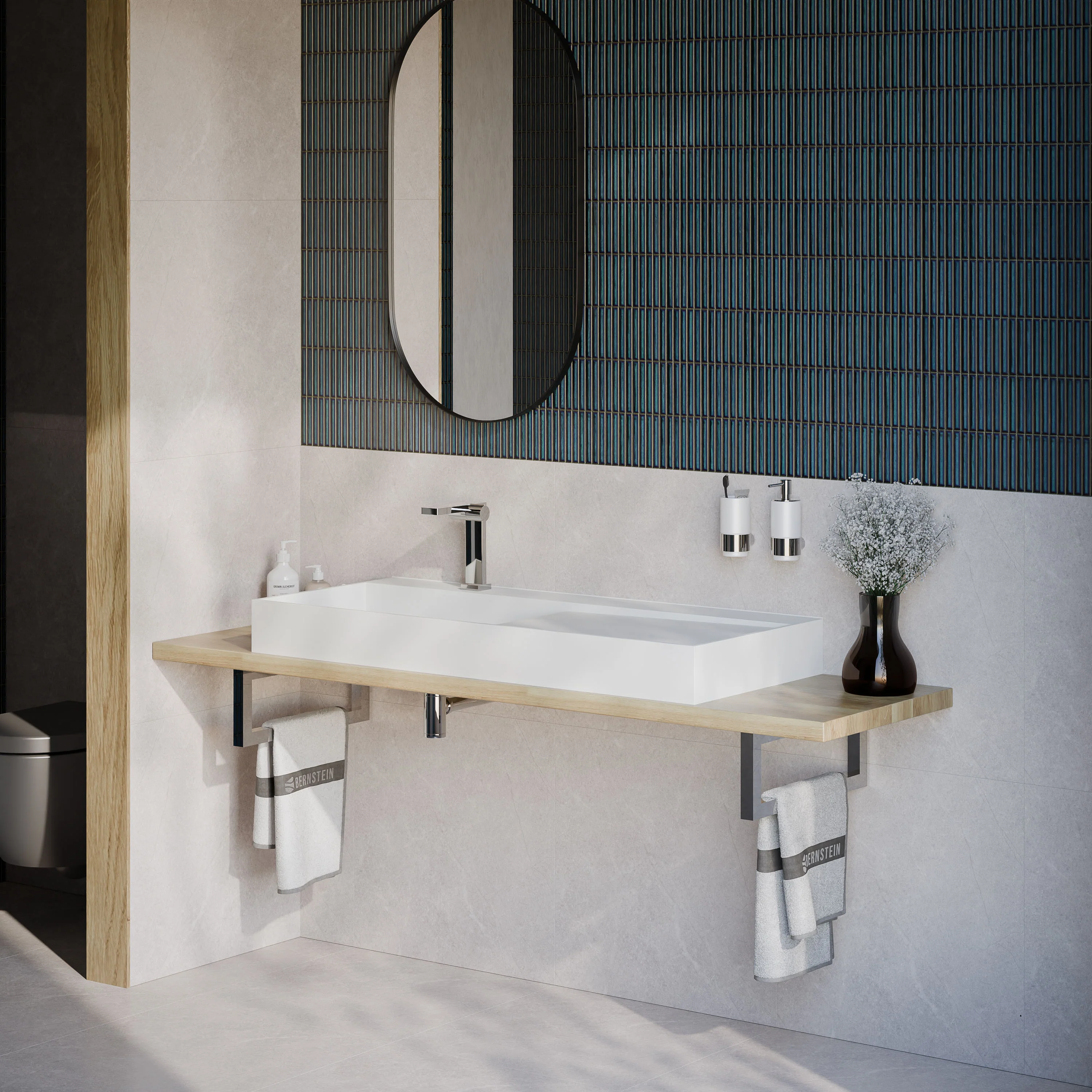TWG222 vägghängd tvättställ i gjuten mineral - Image 6