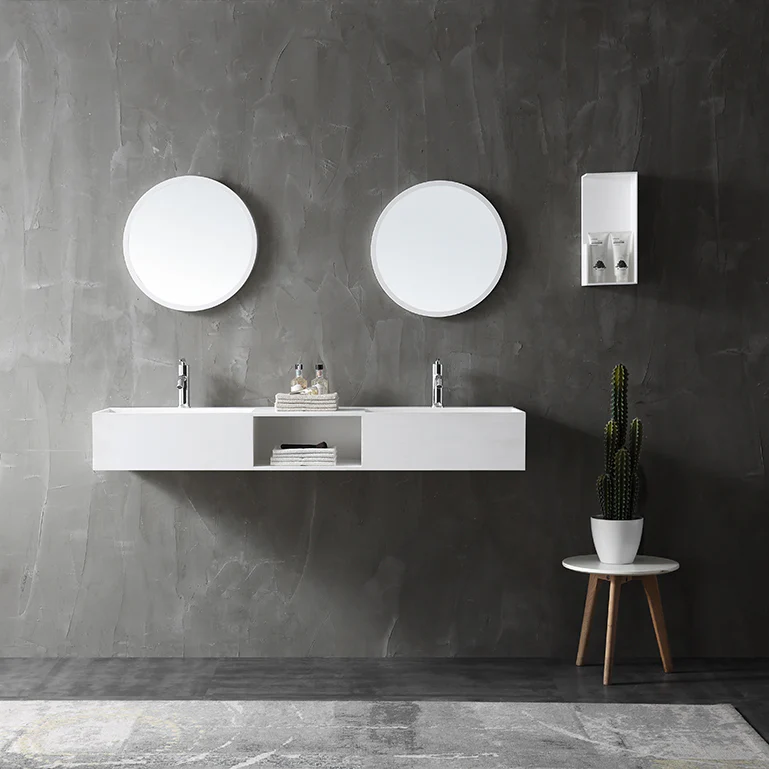 TWG235 vägghängd tvättställ i gjuten mineral - Image 2