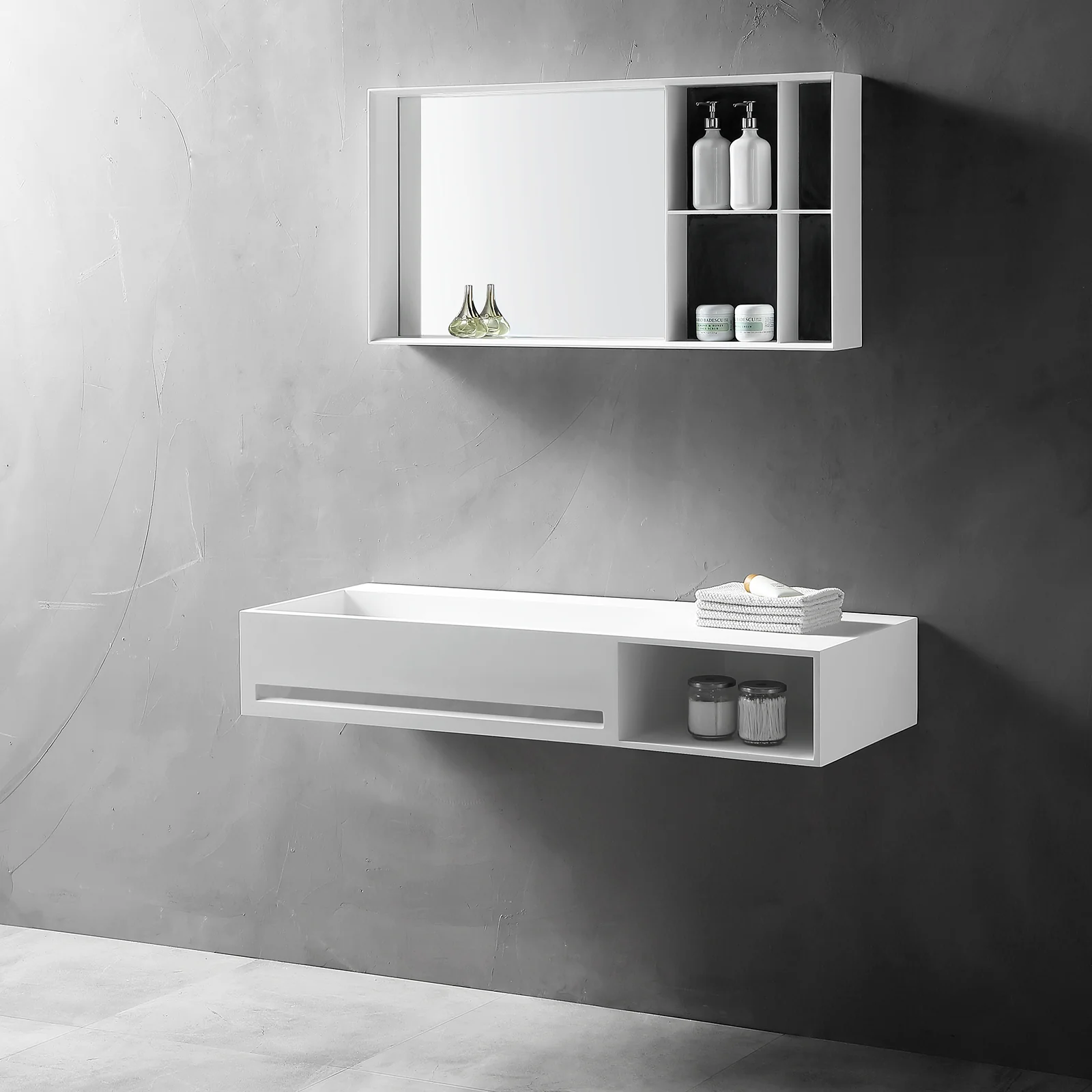 TWG62 vägghängd tvättställ i gjuten mineral - Image 2