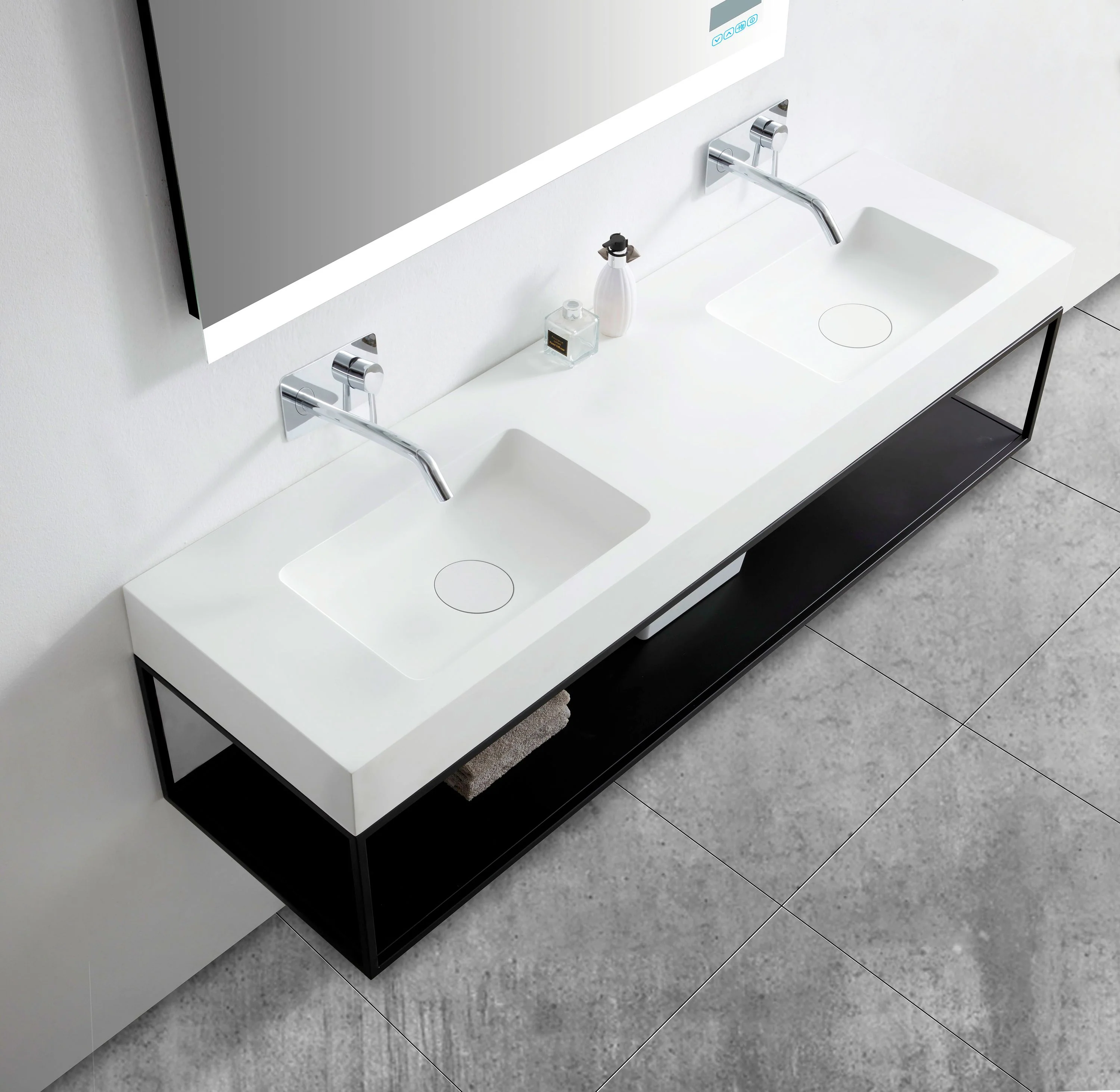 Vägghängt dubbeltvättställ BA8016 i gjuten mineral - Image 19
