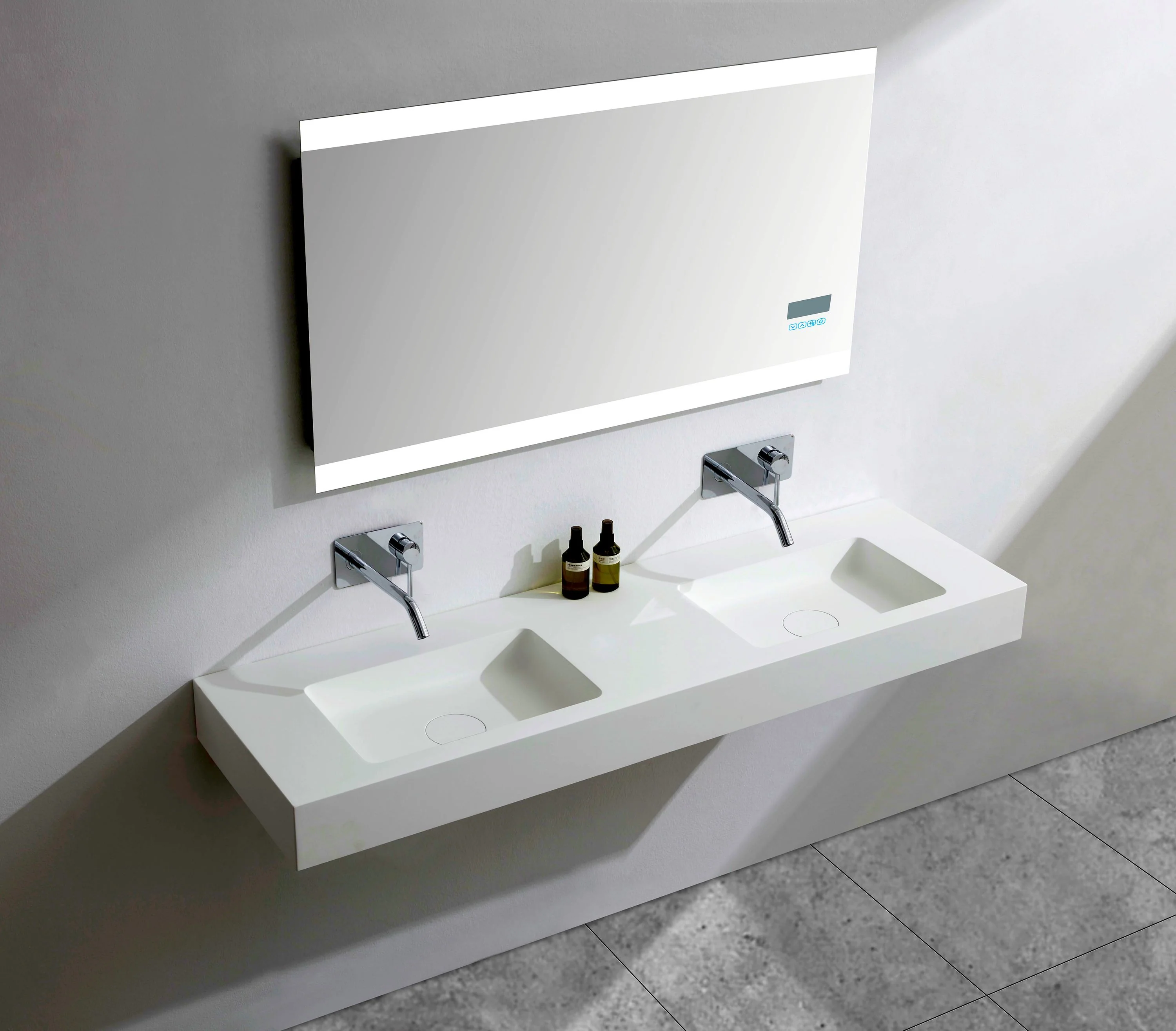 Vägghängt dubbeltvättställ BA8016 i gjuten mineral - Image 8