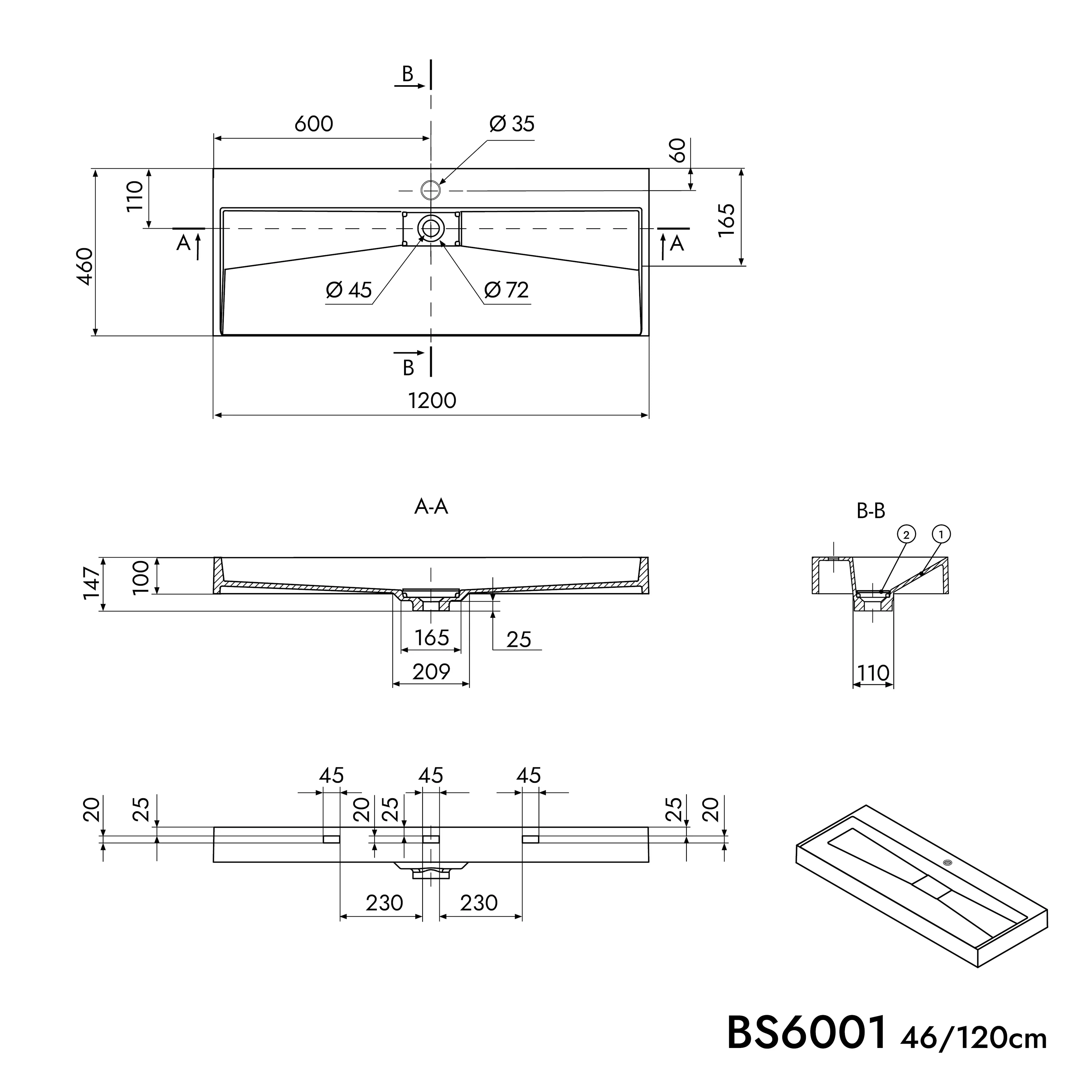 Vägghandfat - ovanpåliggande handfat BS6001 - Image 15