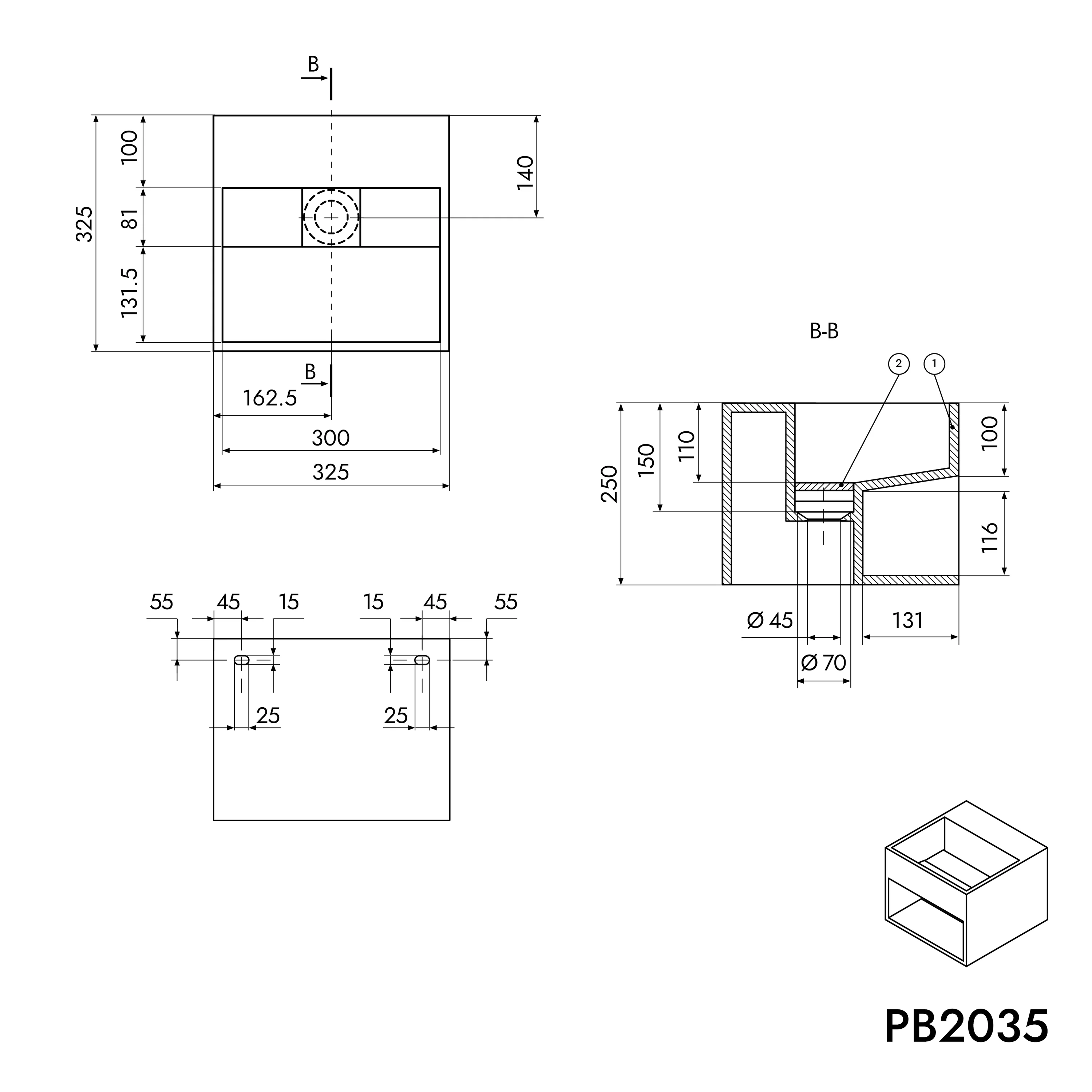 Väggtvättställ PB2035 - Image 2