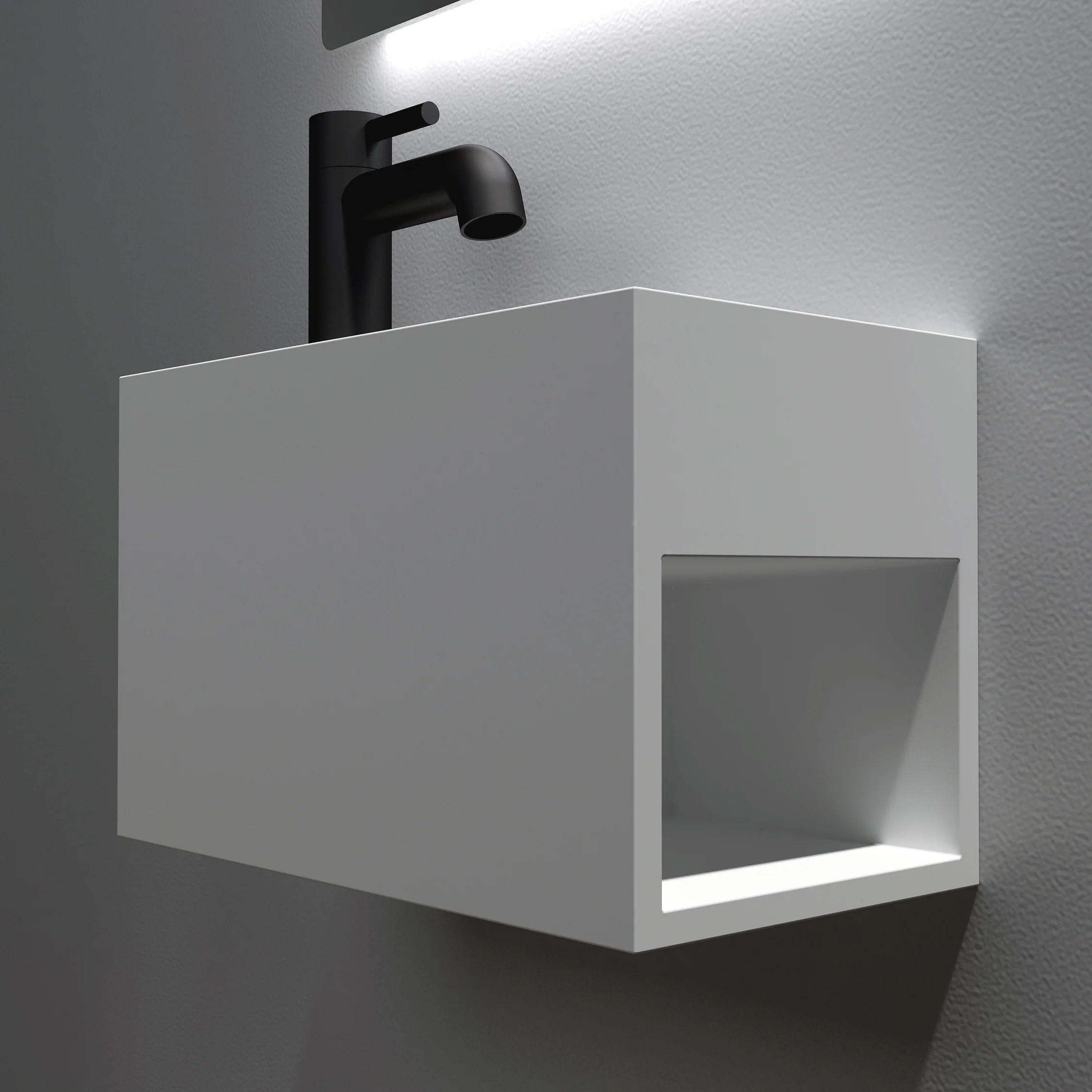 Vägghängt tvättställ PB2046 av mineralgjutet - 33 x 18 x 20,5 cm - Image 3