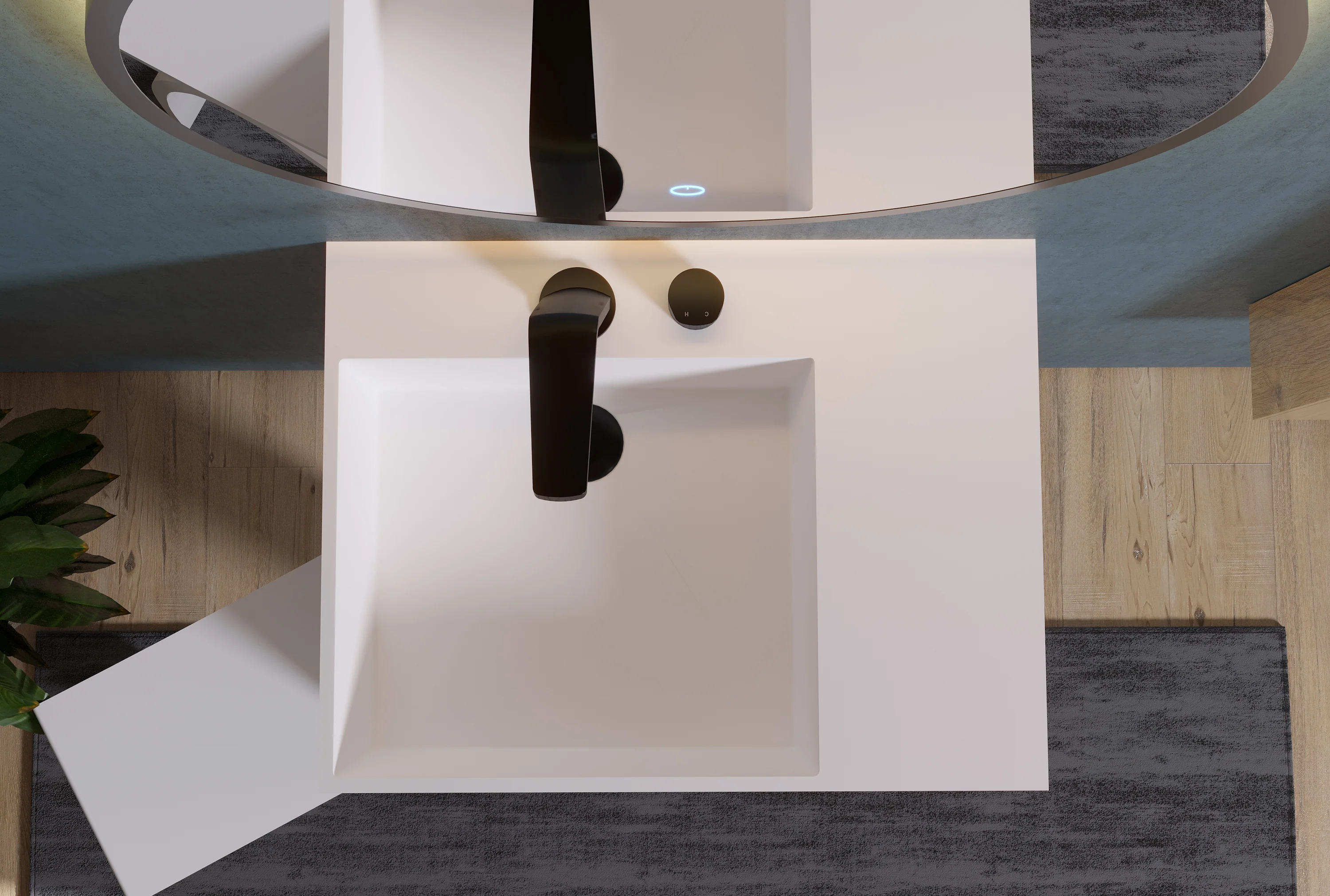Vägghängt tvättställ PB2158 i gjuten mineral - Image 7