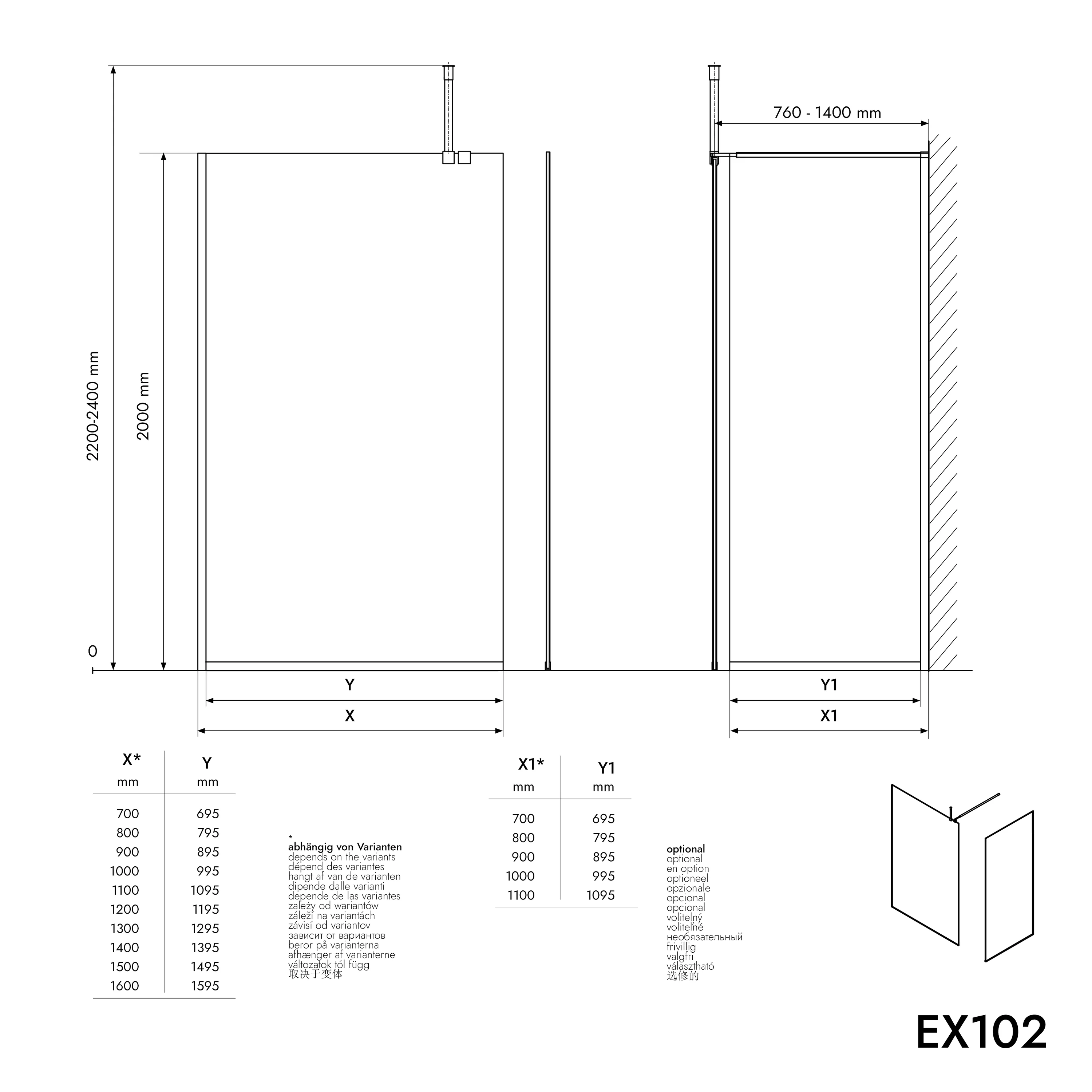 Walk-In 10mm nanogrått glas EX102 - Image 5