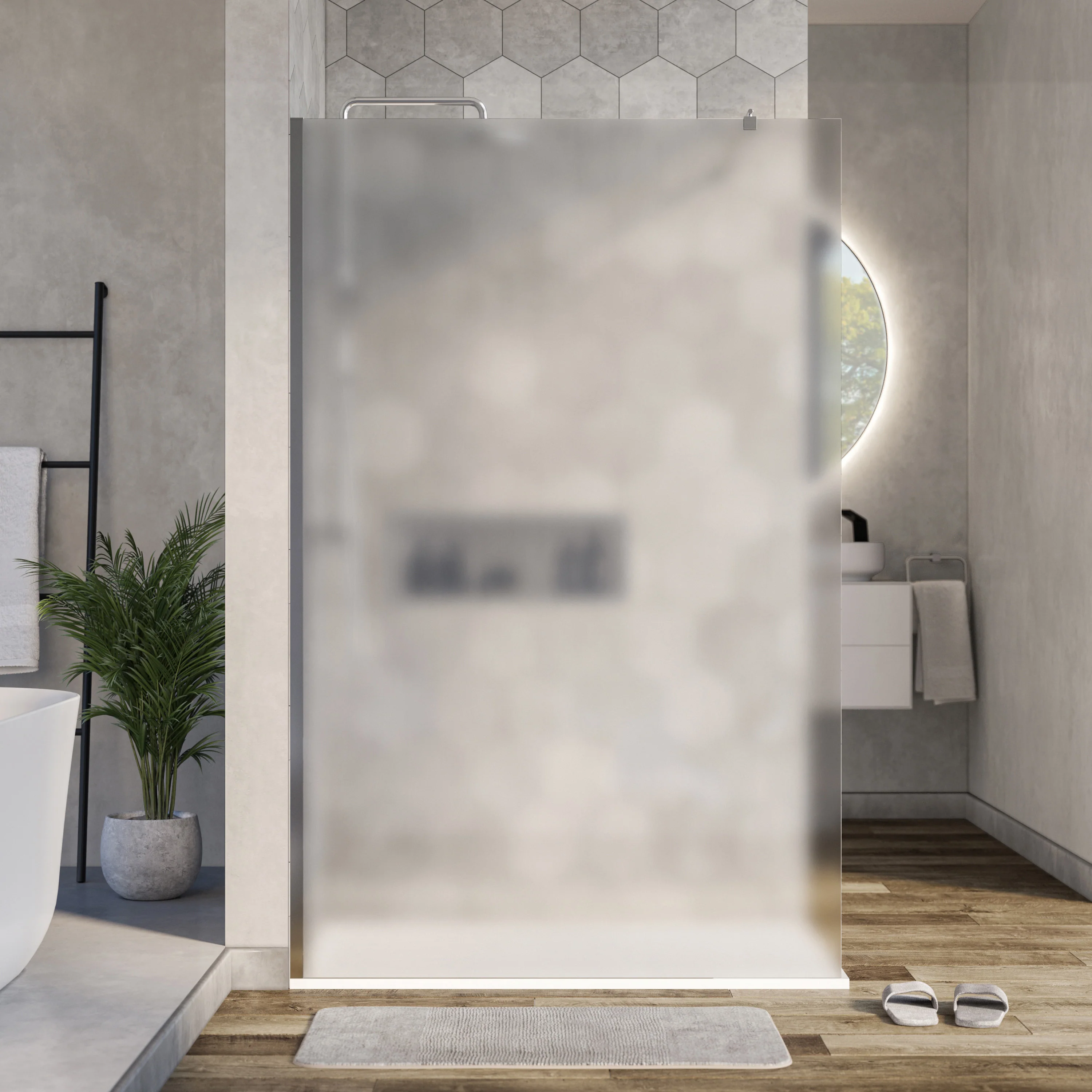 Walk-in duschvägg EX101 - 10 mm NANO äkta glas - satin glas - valbar bredd  - Image 4