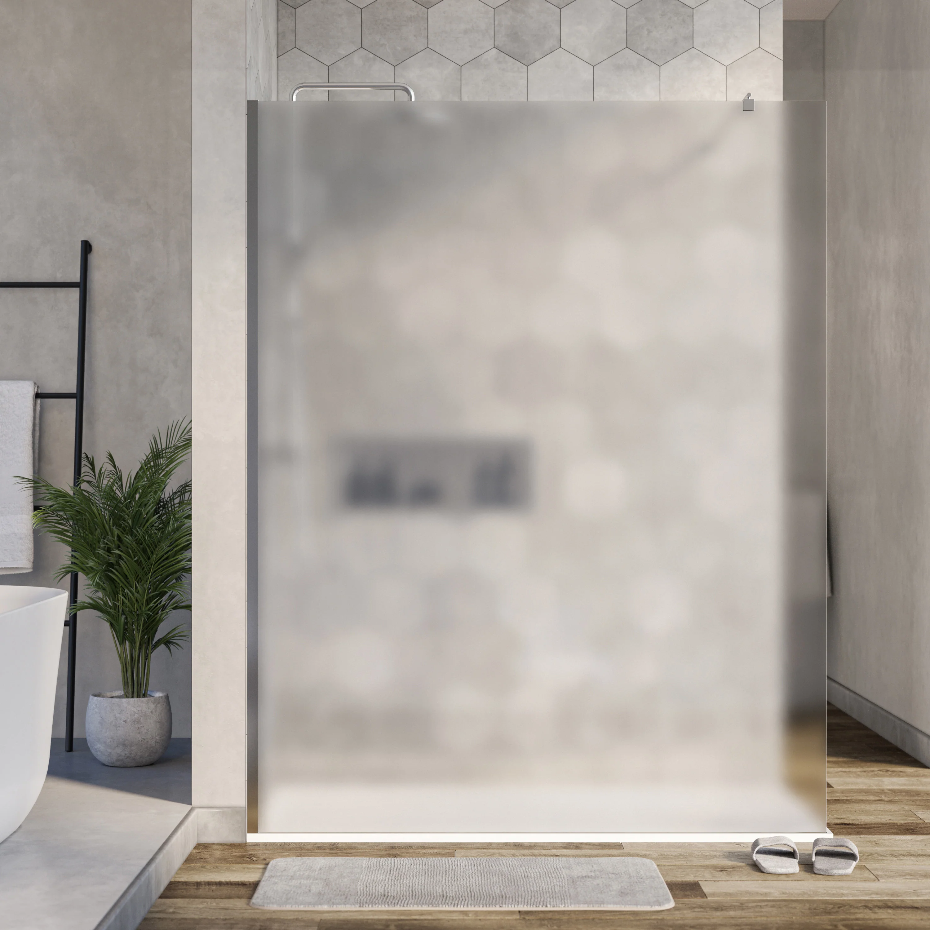 Walk-in duschvägg EX101 - 10 mm NANO äkta glas - satin glas - valbar bredd  - Image 6