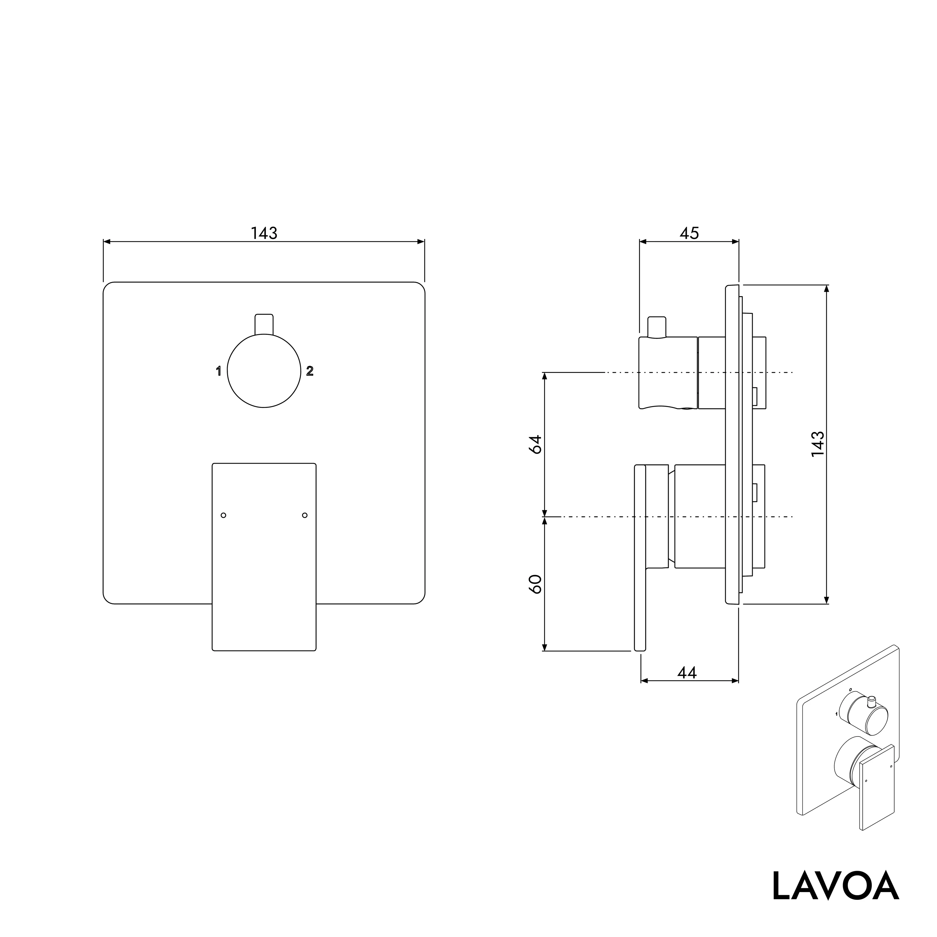 Badkarsblandare LAVOA inbyggd - Image 7