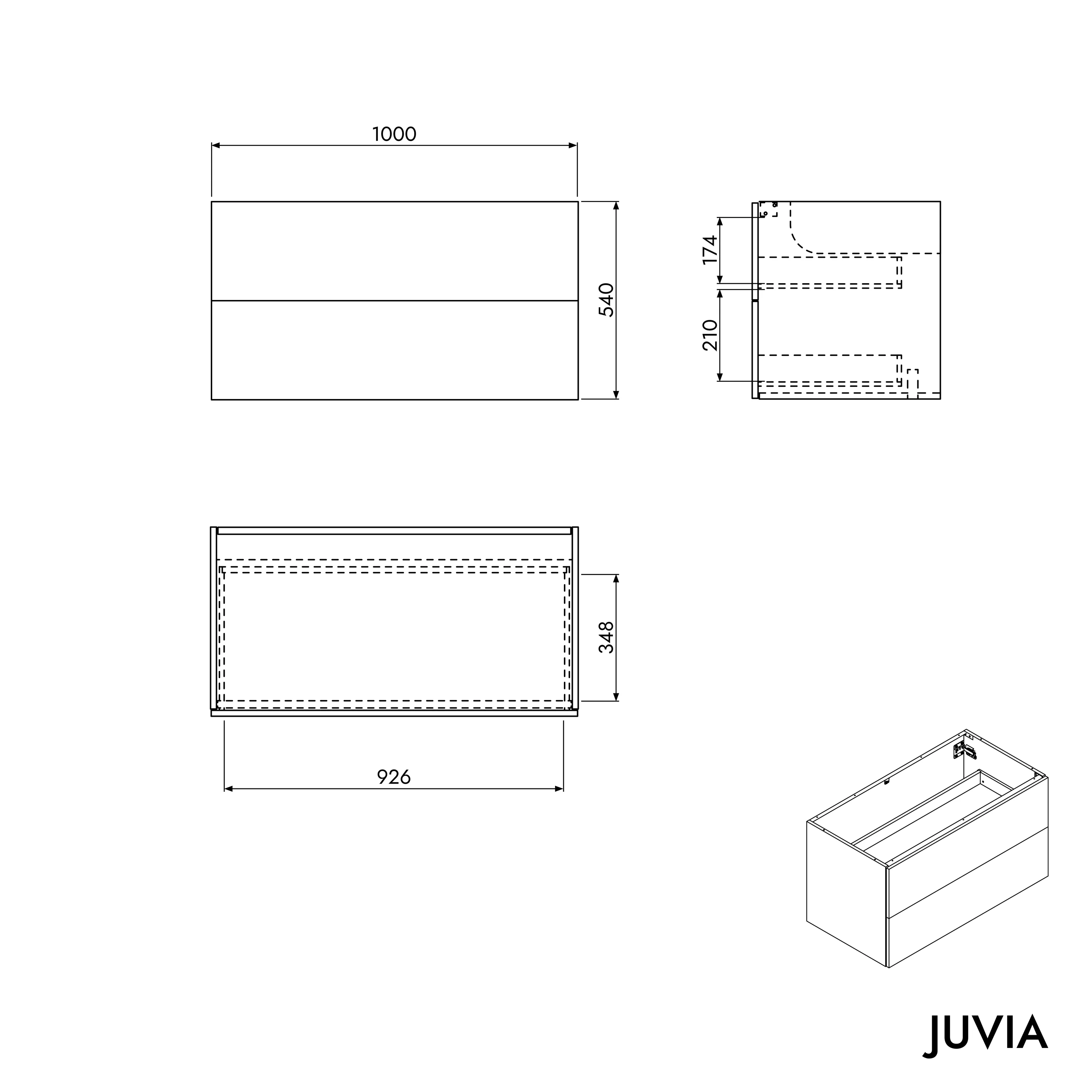 Handfatsskåp JUVIA Classic 2 - 100 cm till 160 cm - Image 64