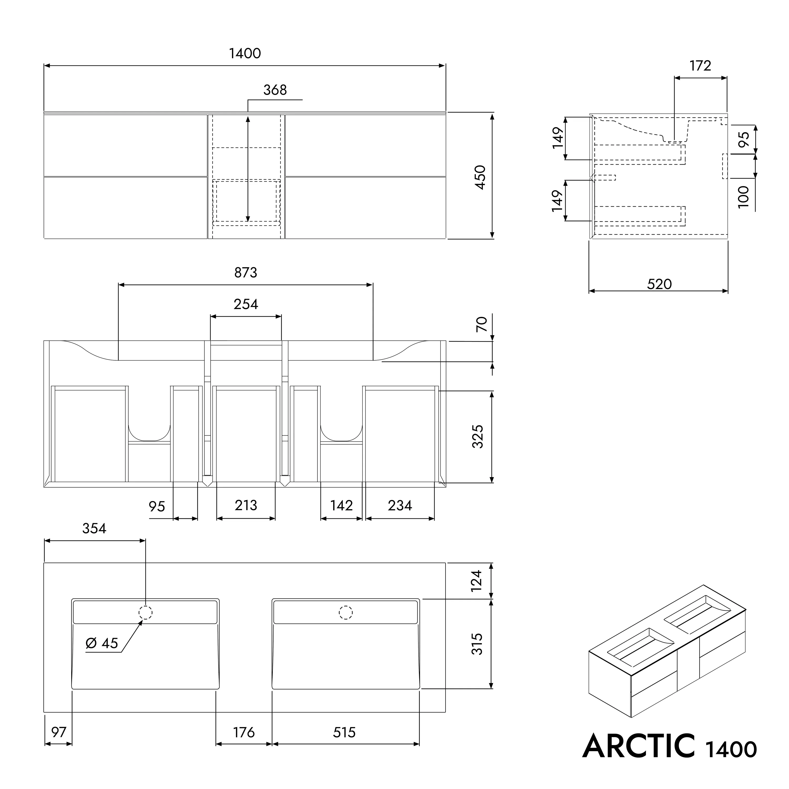 Tvättställsskåp ARCTIC 1400 - Image 7
